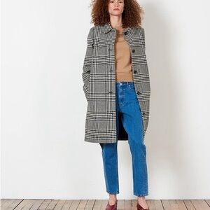 Plaid Black & White Long Coat